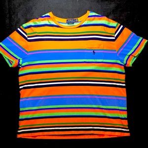 Mens Polo Ralph Lauren large multicolored striped t-shirt with pocket